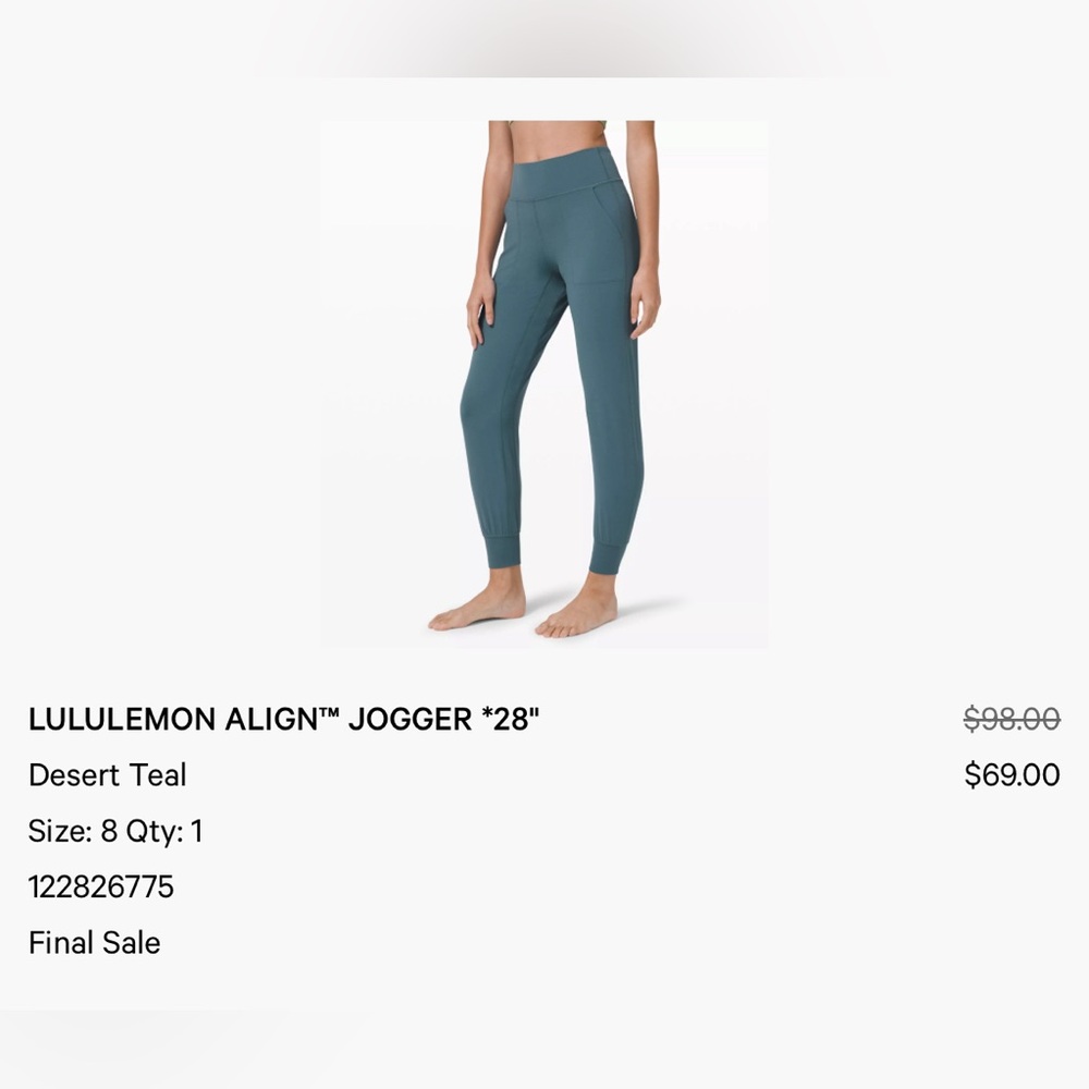 LULULEMON ALIGN™ JOGGER *28" in Desert Teal